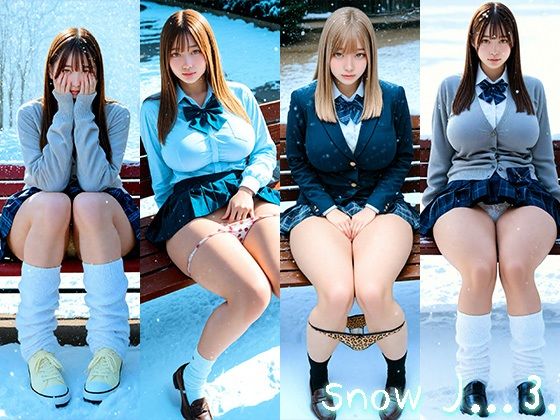 Snow J…3， 〜雪のベンチで魅せるパンチラショット集〜  エロ画像718494
